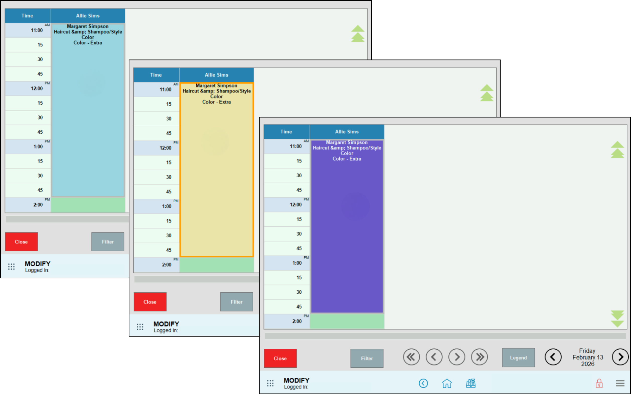 Appointment status colors