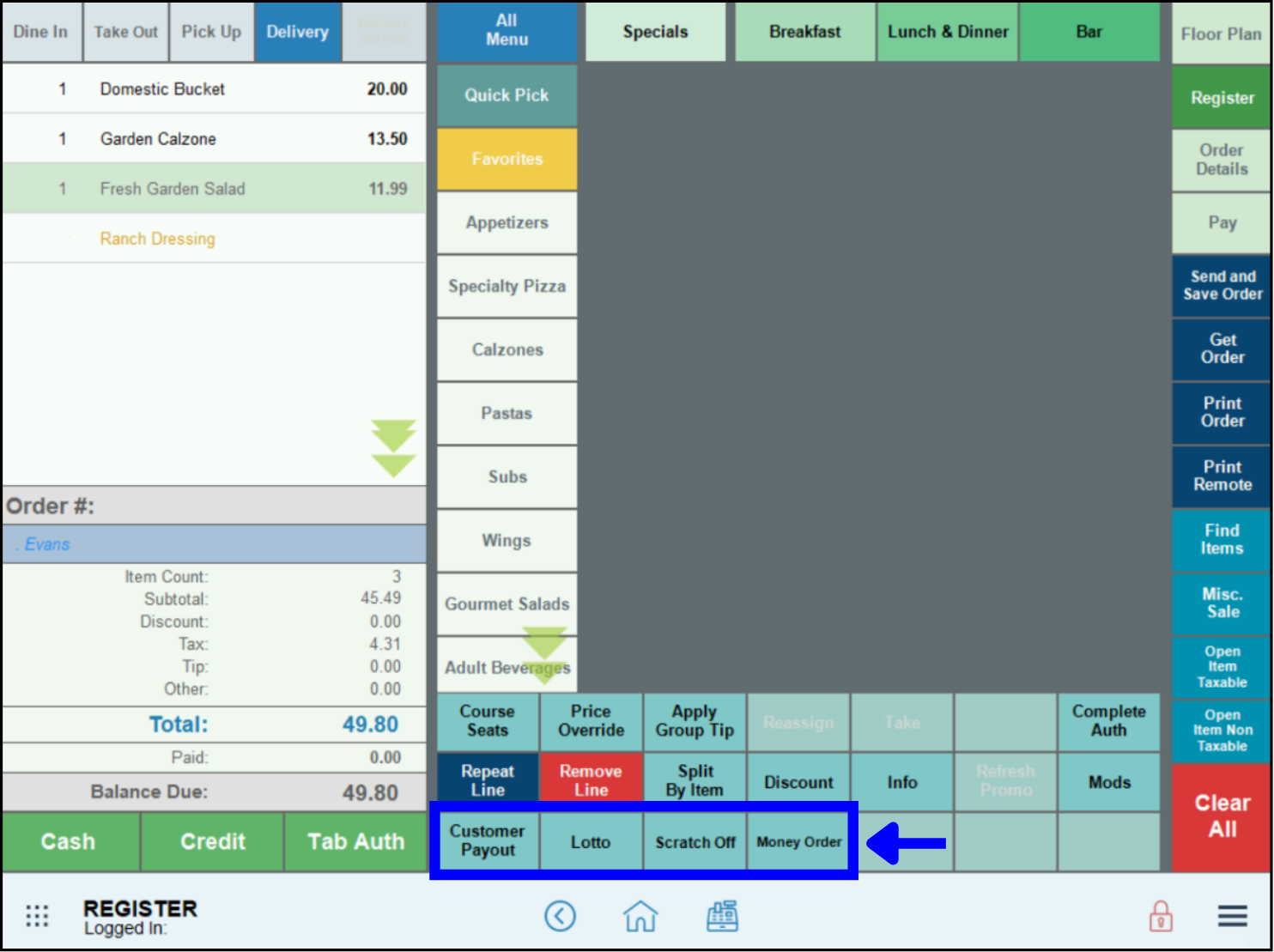 quick payout on register