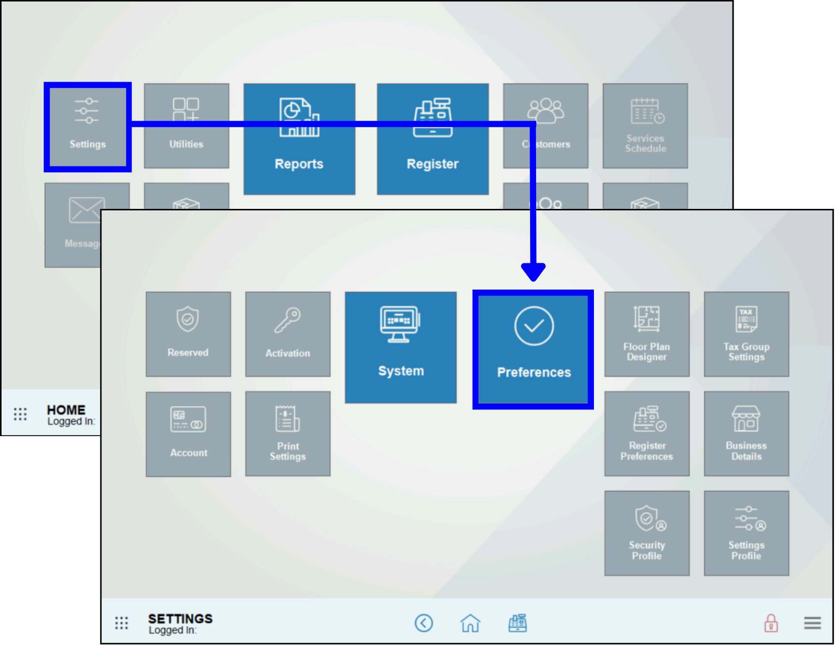 Tap Settings then Preferences
