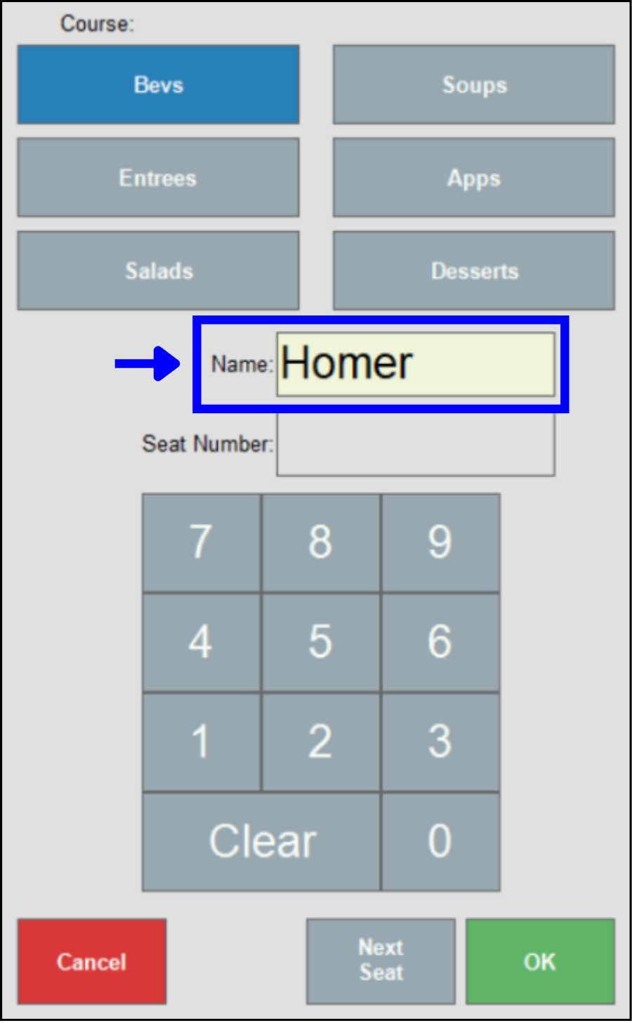 Name field highlighted with michael entered into field