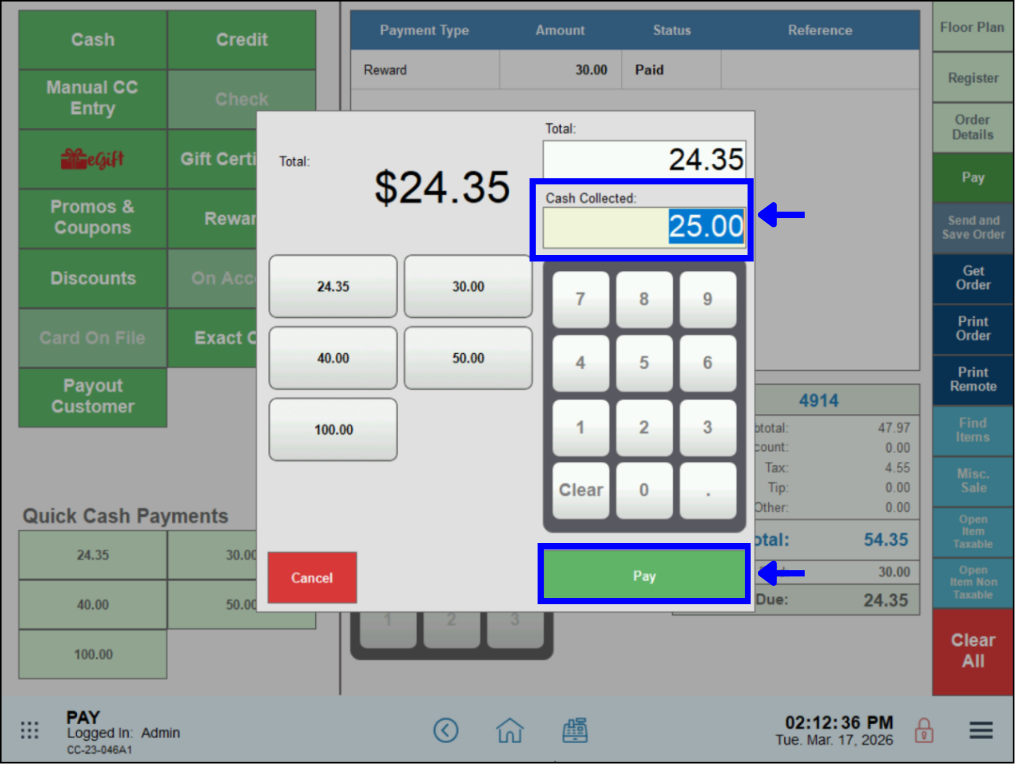 Enter second payment