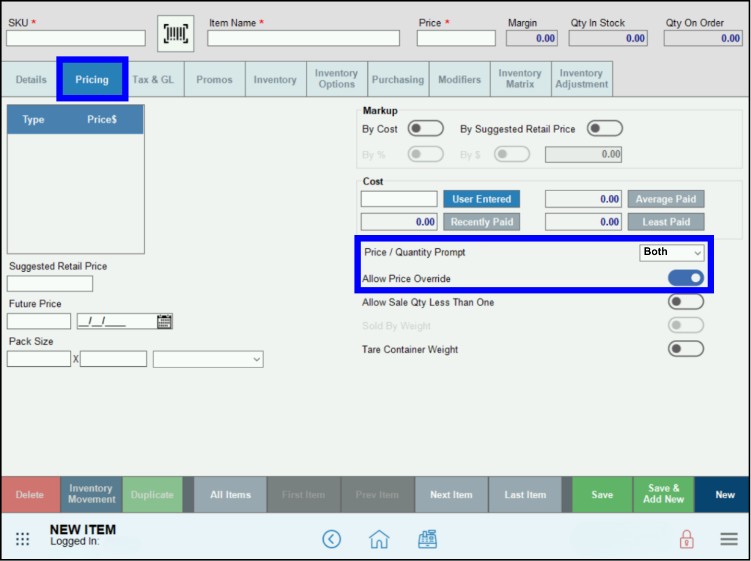 Ensure Price-Quantity is set to Both