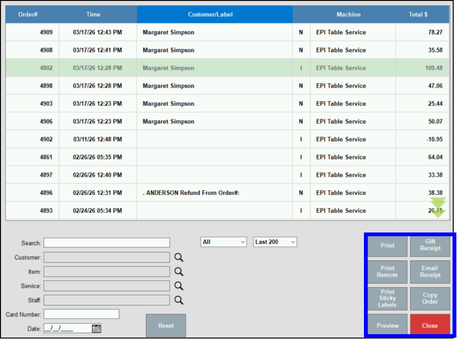 Choose option for printing or sending receipt