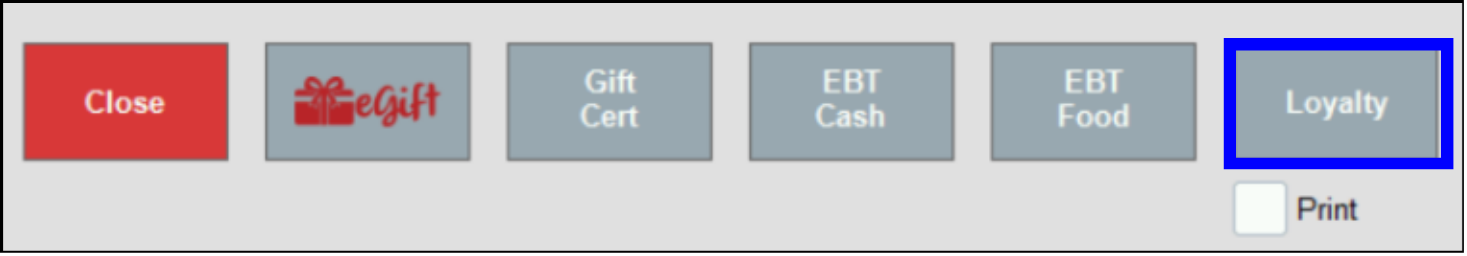 Loyalty button highlighted on pay screen pop-up
