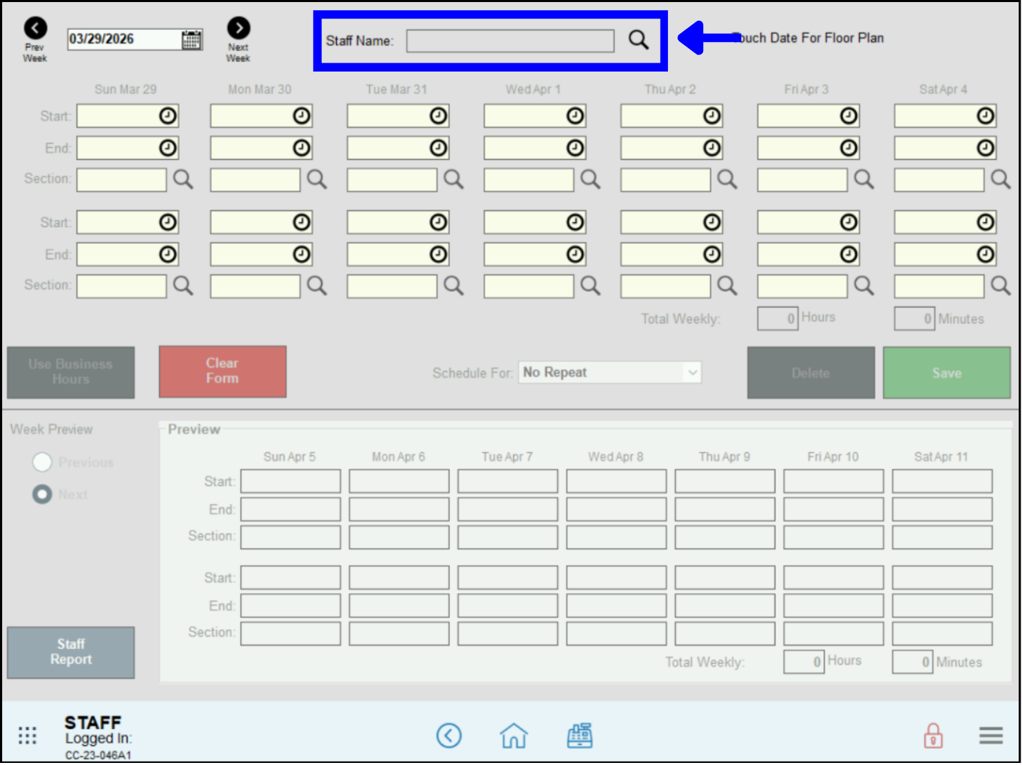 Search for staff name