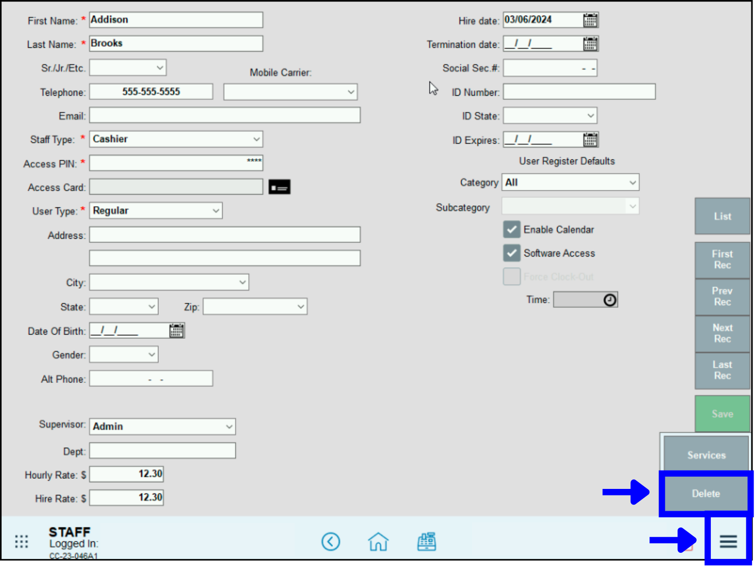 Tap menu, then Delete