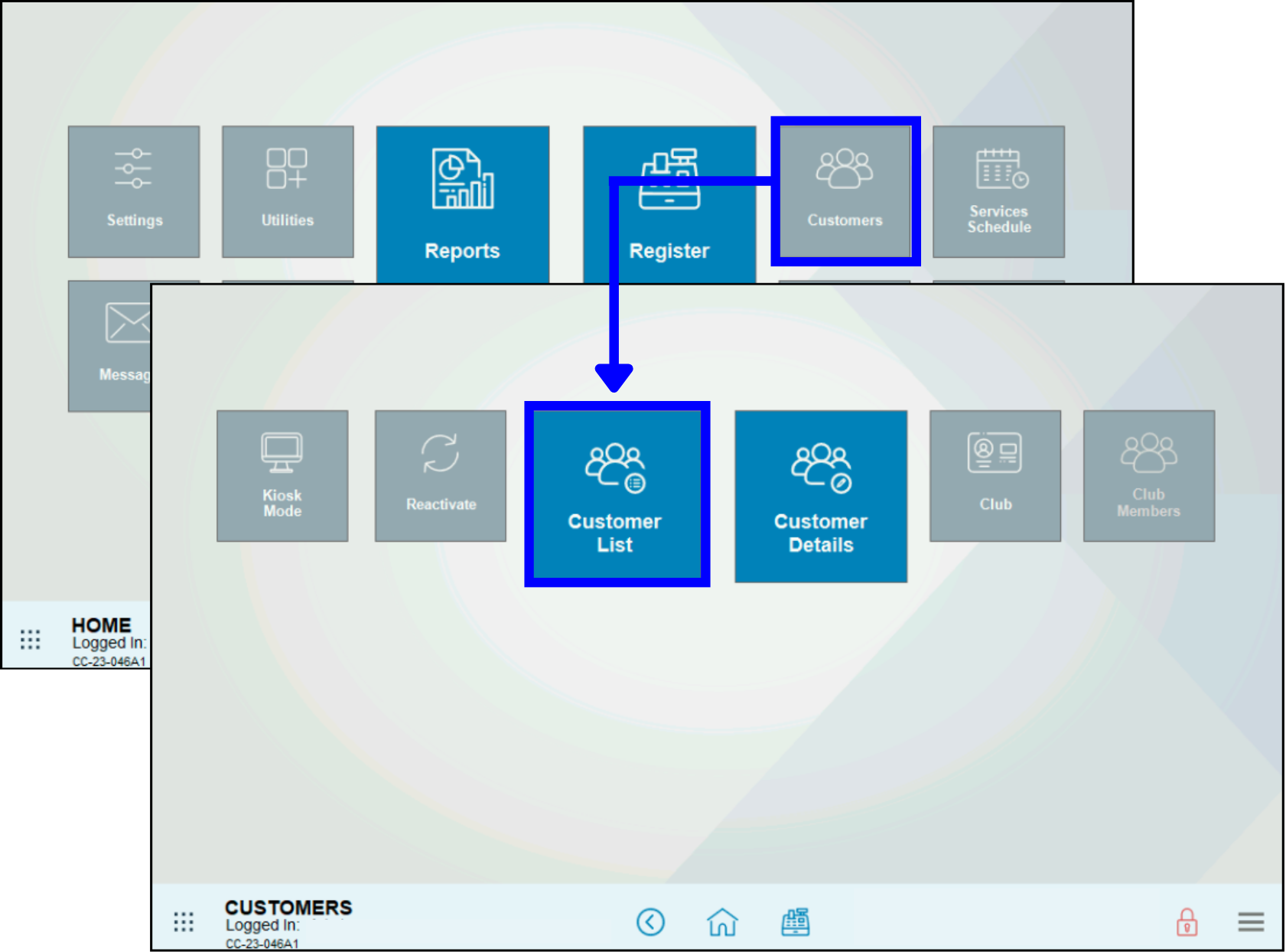 Tap Customers then Customer List