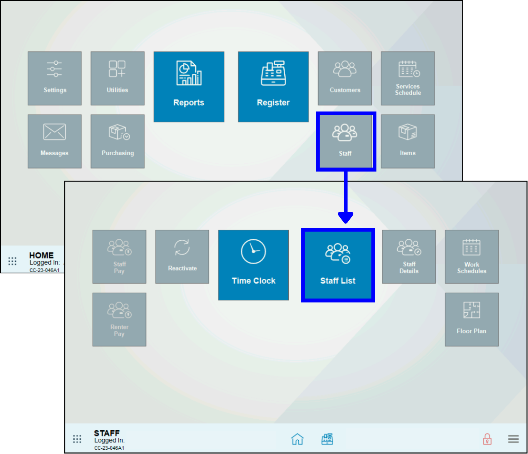 Tap Staff then Staff list