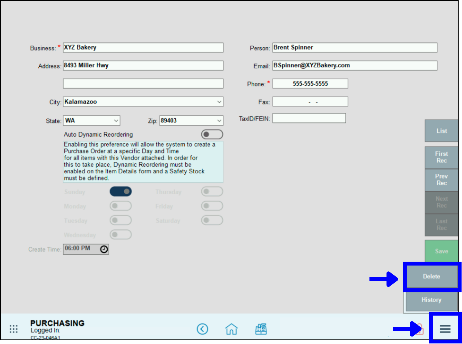 Tap menu icon then Delete