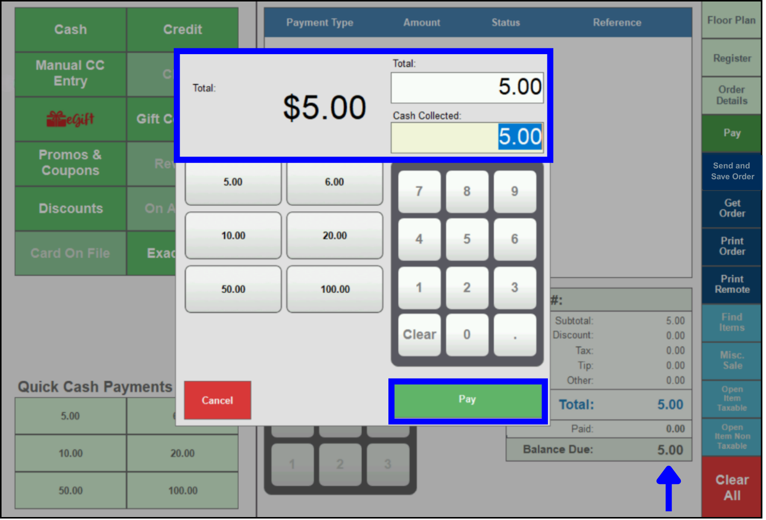 Add tip to closed order select pay add tip amount and select payment method