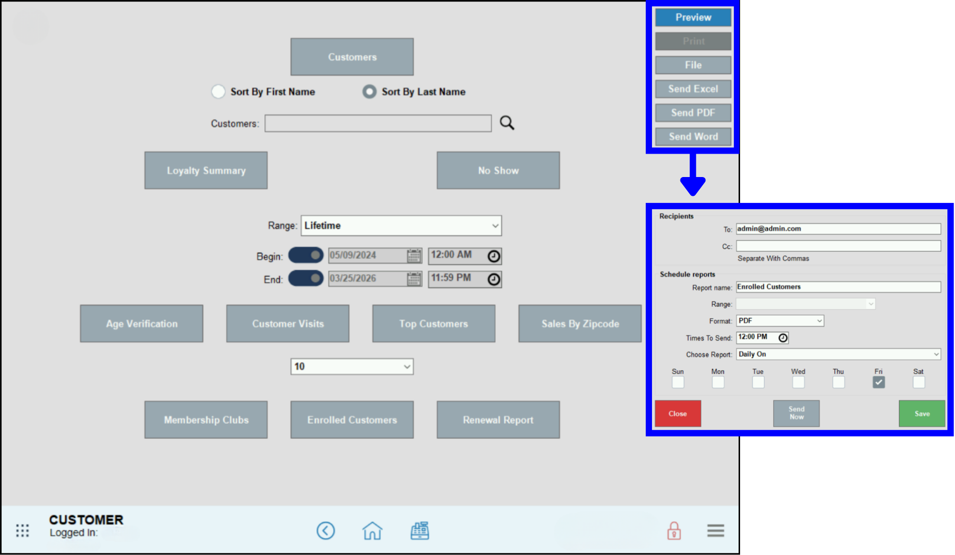 Navigate to Customer Reports
