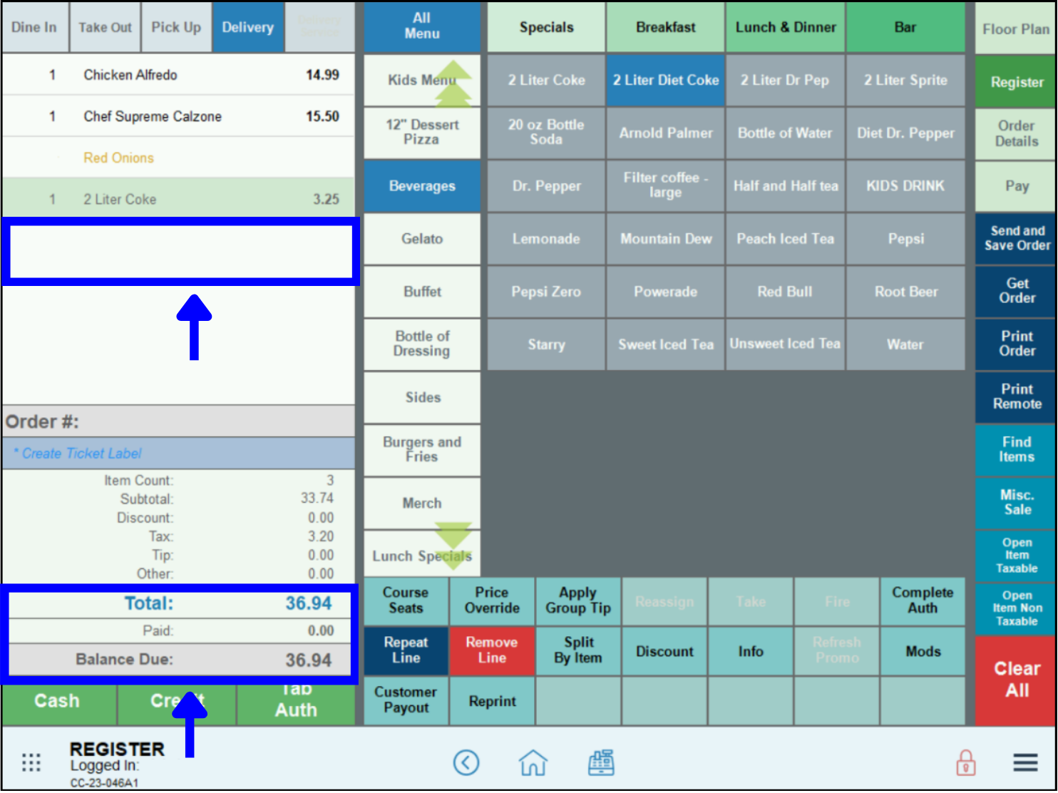 Blank space highlighted where item used to be located