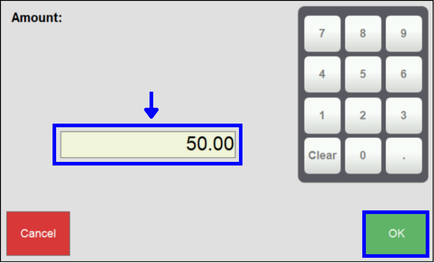 Add amount, tap OK