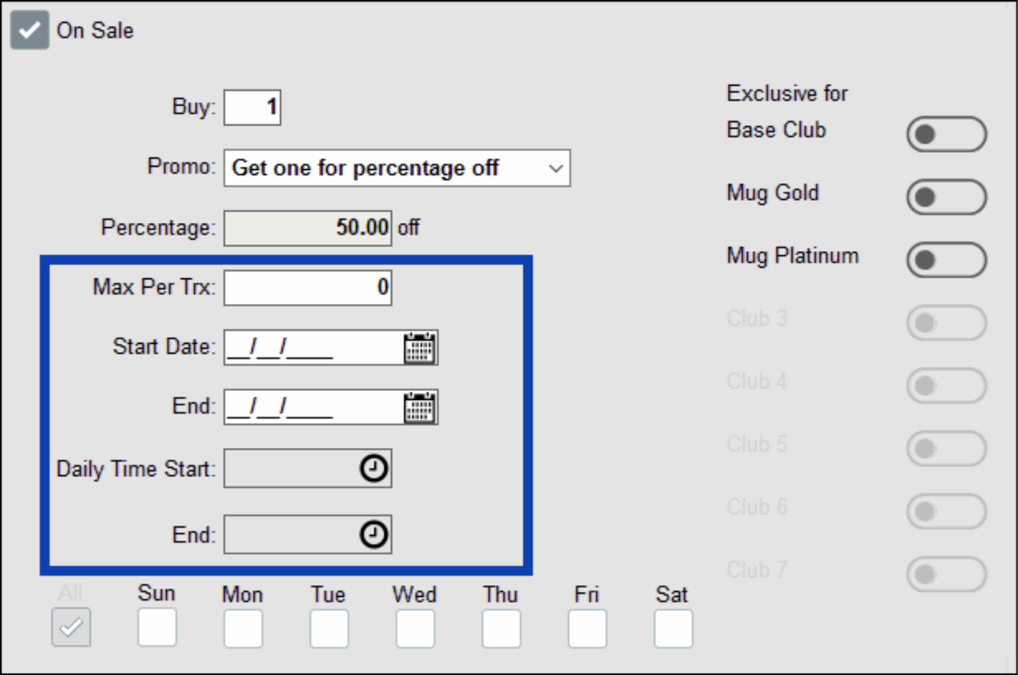 Start and end date and time fields highlighted