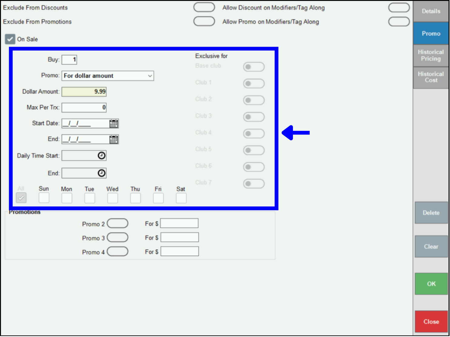 Update promo settings