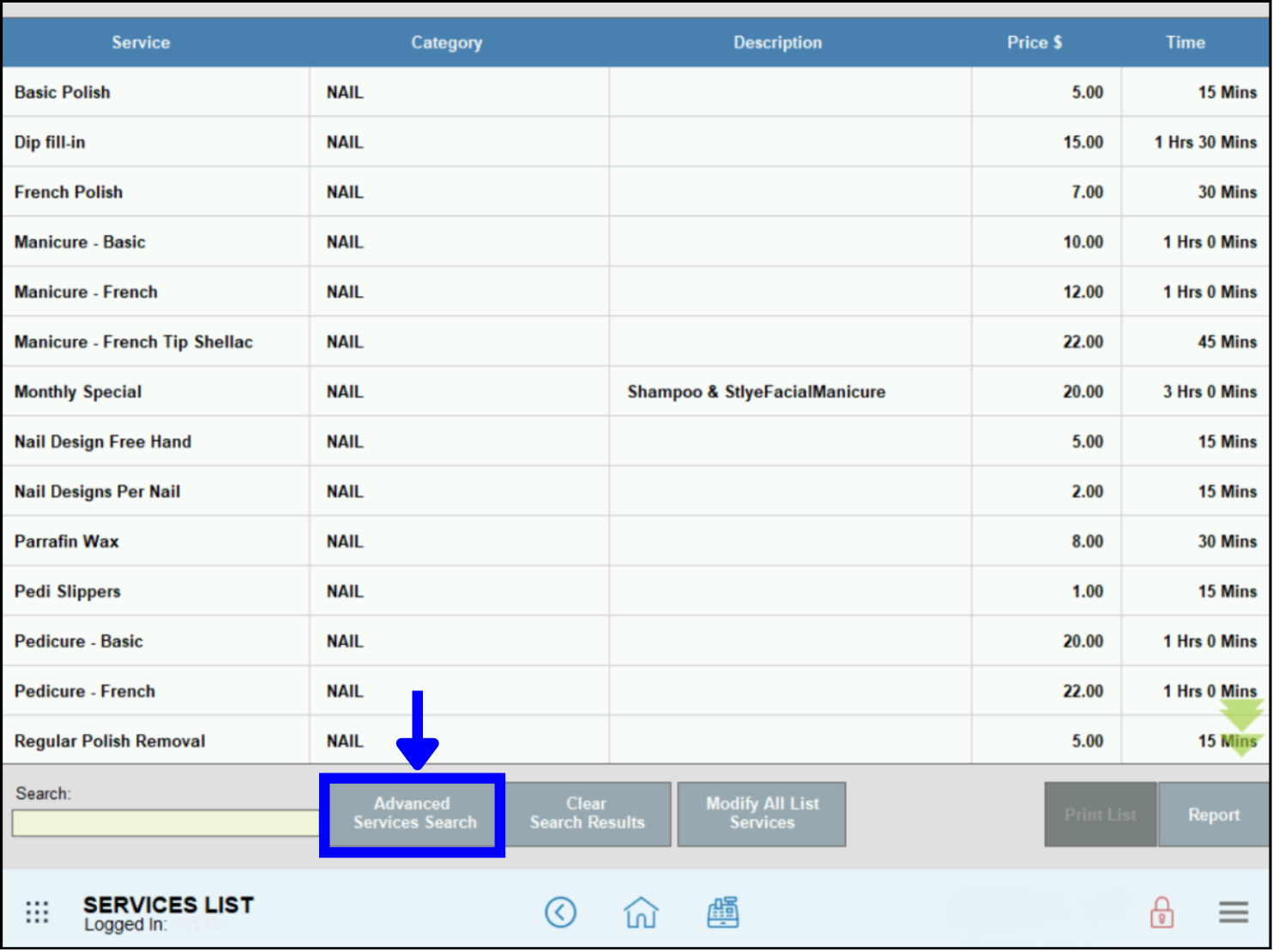 Tap Advanced Services Search