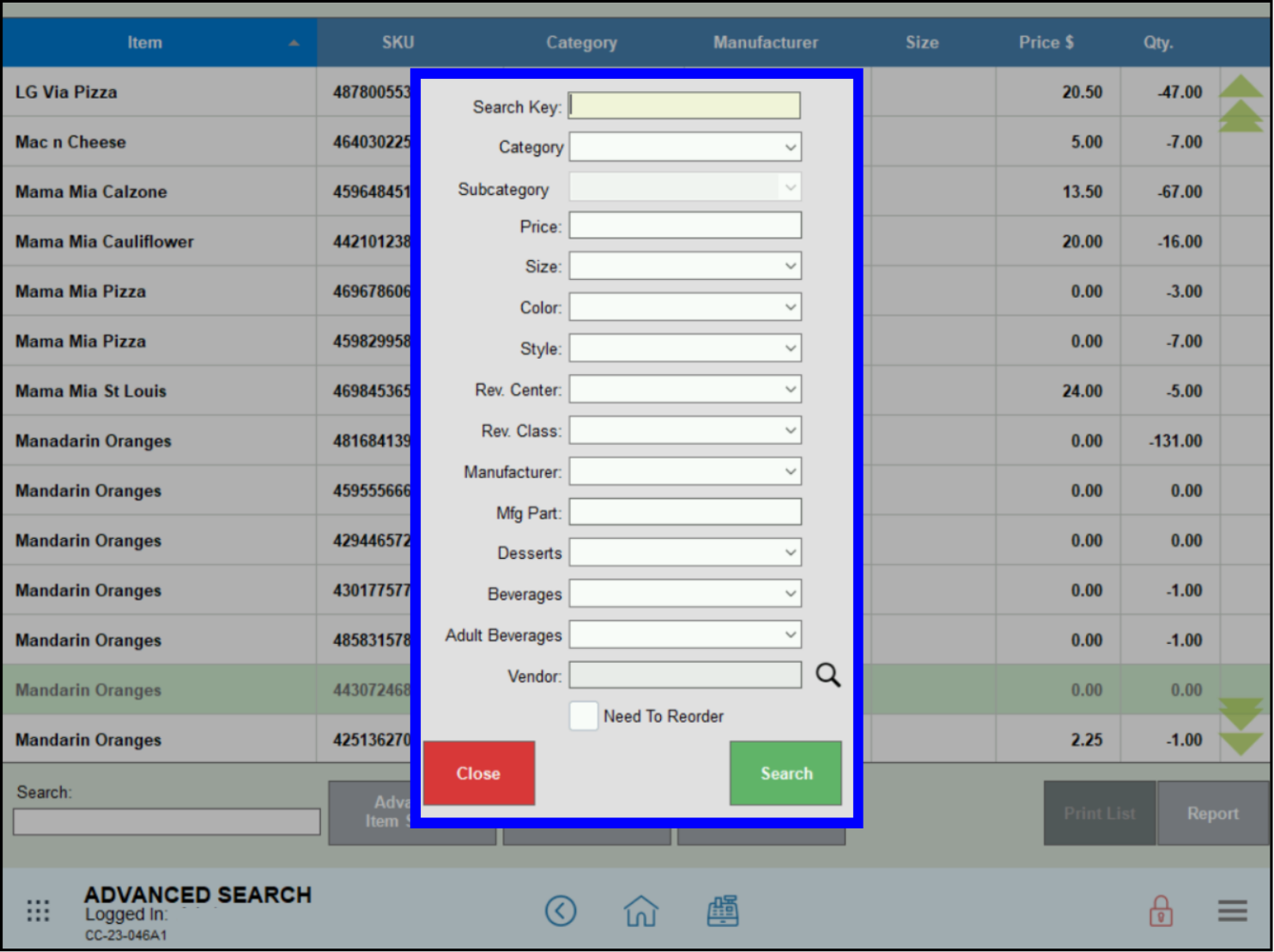 Search key category subcategory price size color style and other search dropdown menus highlighted