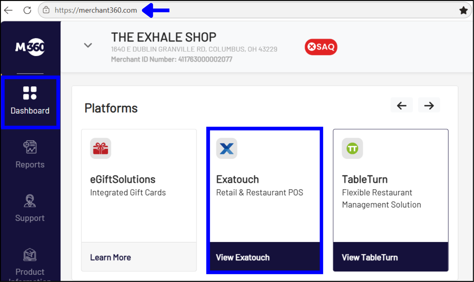 Logging into POS Cloud from M360