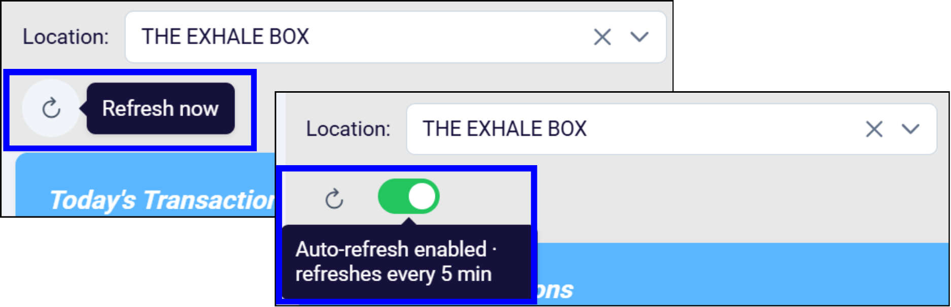 Refresh data toggle and button in POS Cloud