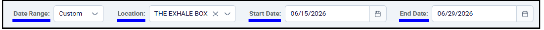 Selecting date range and location for POS Cloud reports