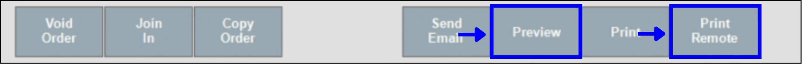 Preview and print remote buttons highlighted