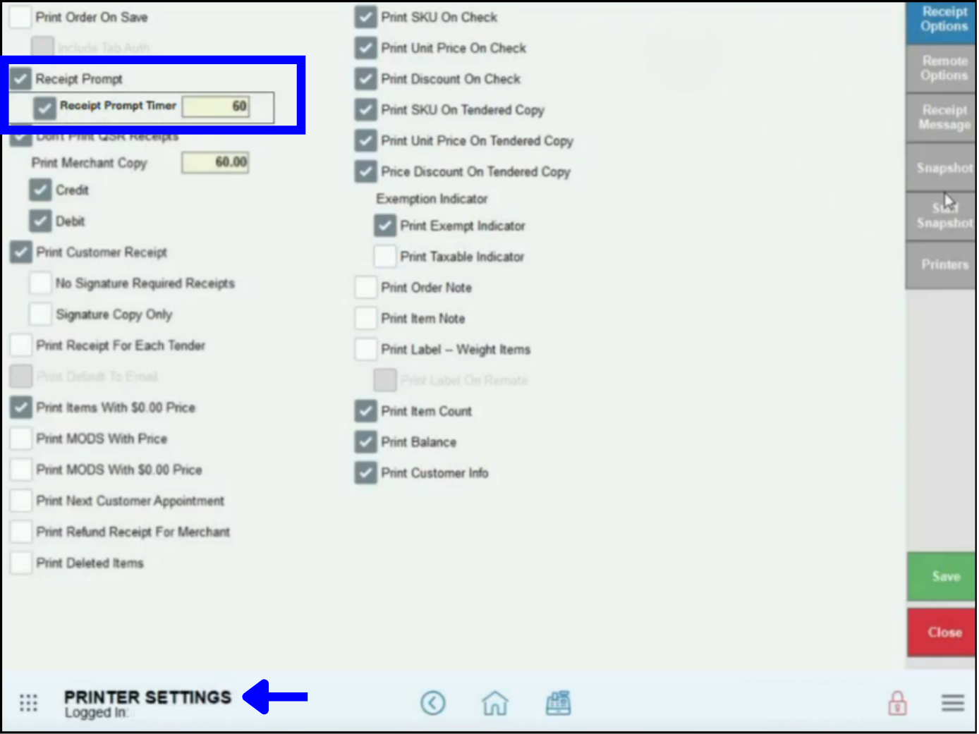 Release Notes 8.384.1 Receipt Prompt Timer Customization Toggle in Printer Settings